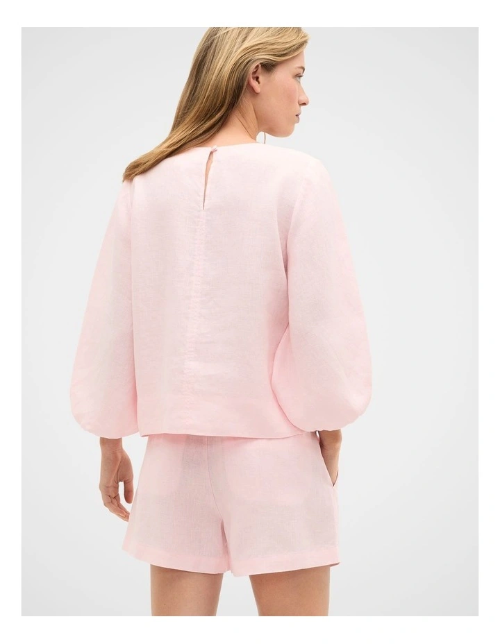 Core Linen Balloon Sleeve Top in Pale Blossom image 2