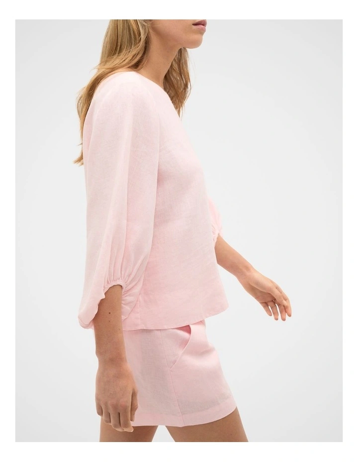 Core Linen Balloon Sleeve Top in Pale Blossom image 3
