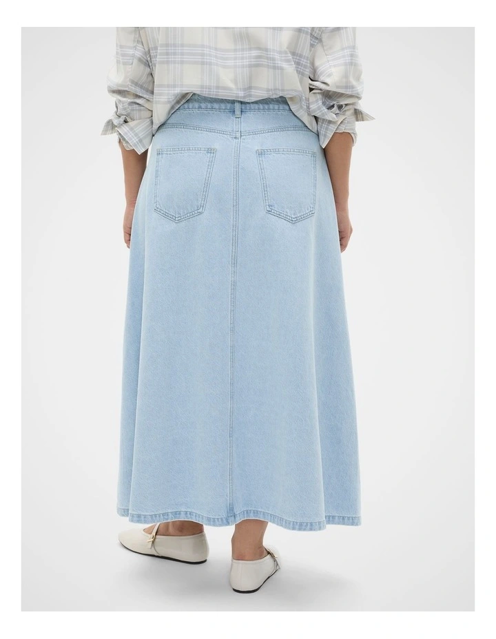 Denim Midi Skirt in Ice Blue Denim image 7