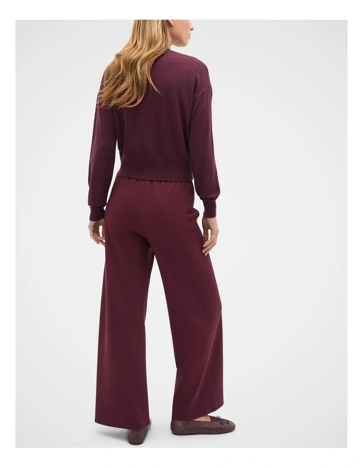 Australian Merino Relaxed Cardigan in Plum Red image 2