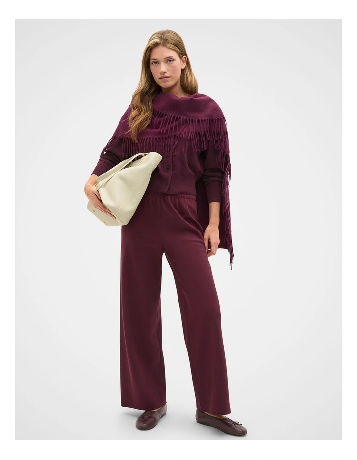 Australian Merino Relaxed Cardigan in Plum Red image 3