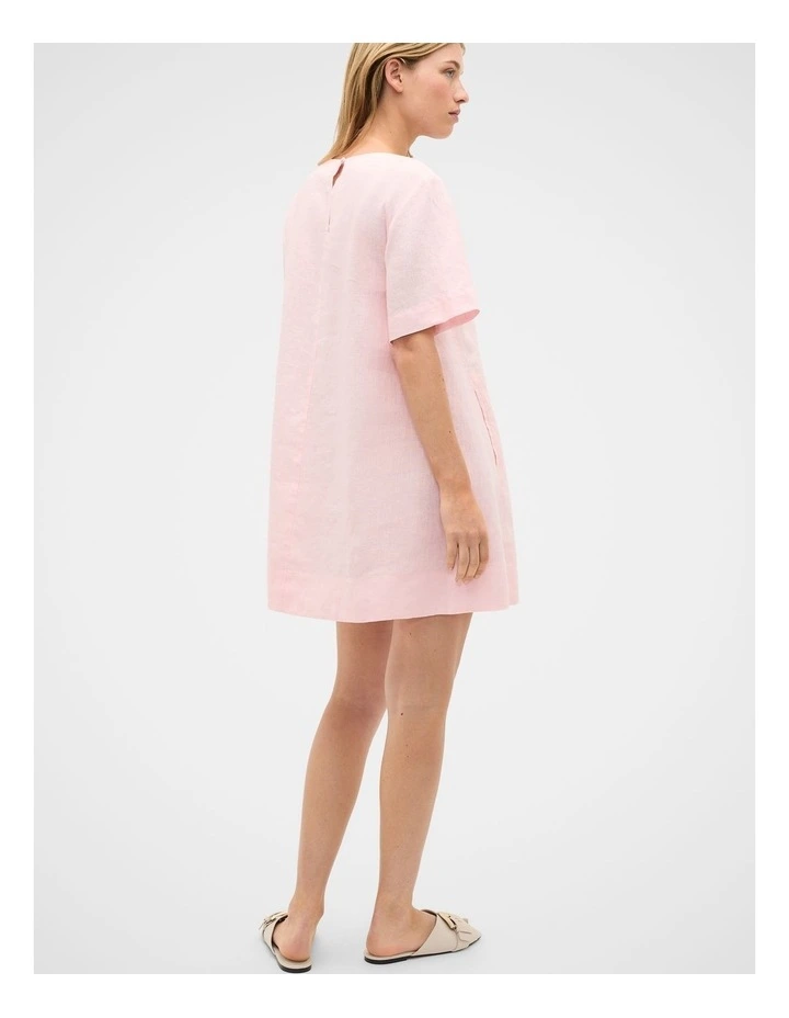 Linen Short Sleeve Mini Dress in Pale Blossom image 2
