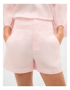Core Linen Waisted Short in Pale Blossom