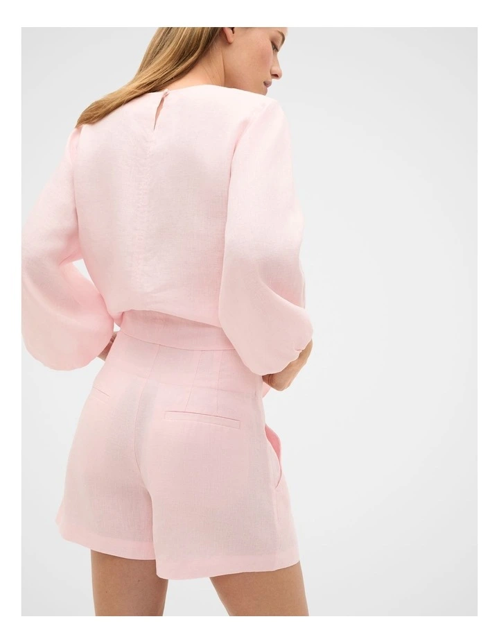 Core Linen Waisted Short in Pale Blossom image 2