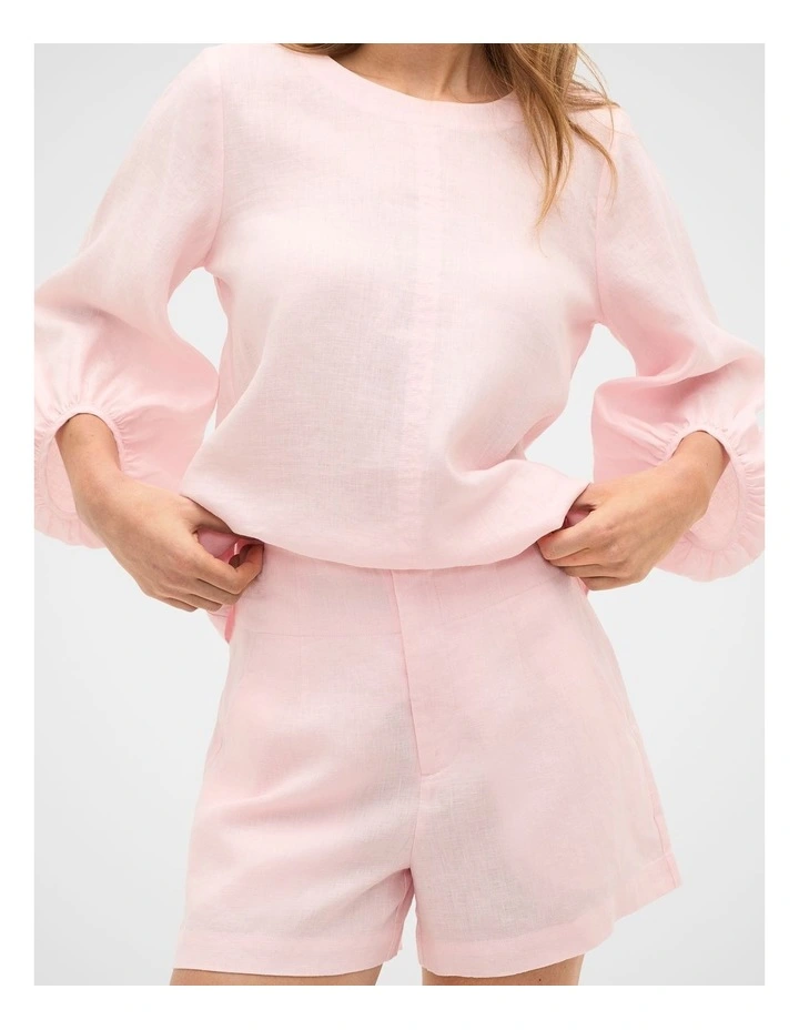 Core Linen Waisted Short in Pale Blossom image 4