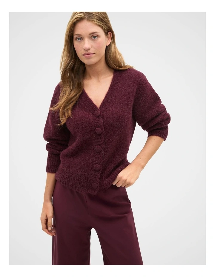 Lofty Relaxed Cardigan in Plum Red image 1