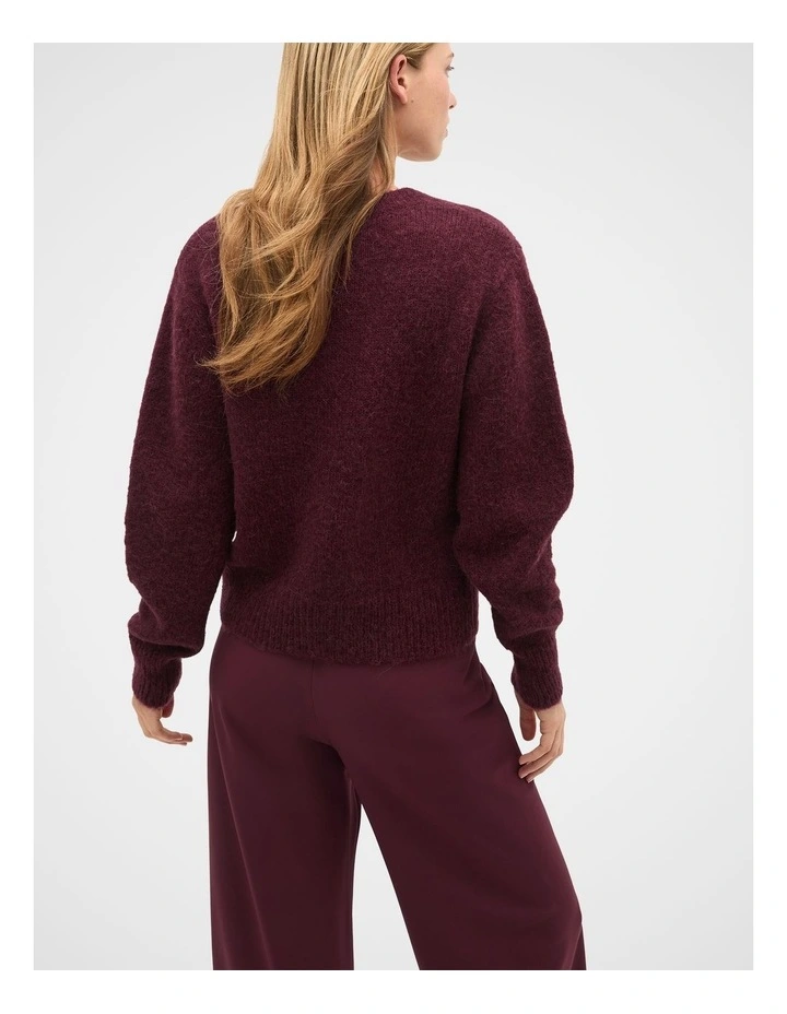Lofty Relaxed Cardigan in Plum Red image 2