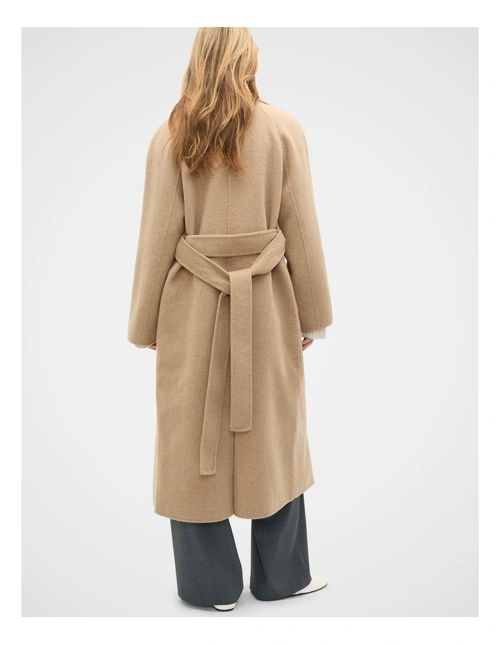 Wool Blend Waterfall Coat in Sandstone Marle image 2