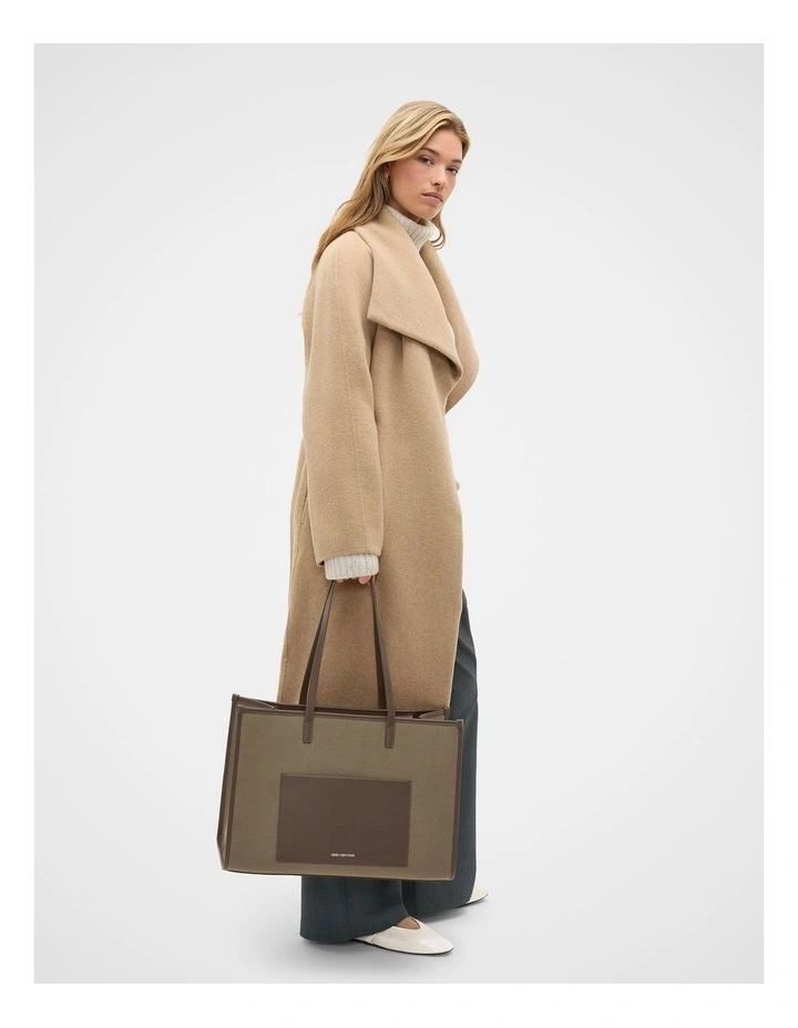 Wool Blend Waterfall Coat in Sandstone Marle image 4