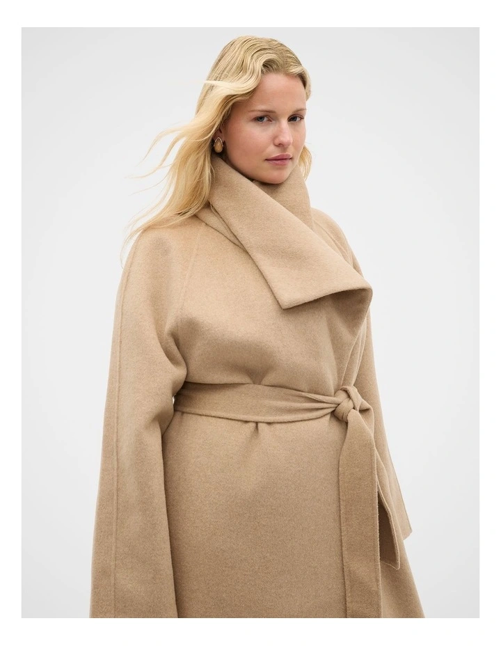 Wool Blend Waterfall Coat in Sandstone Marle image 5