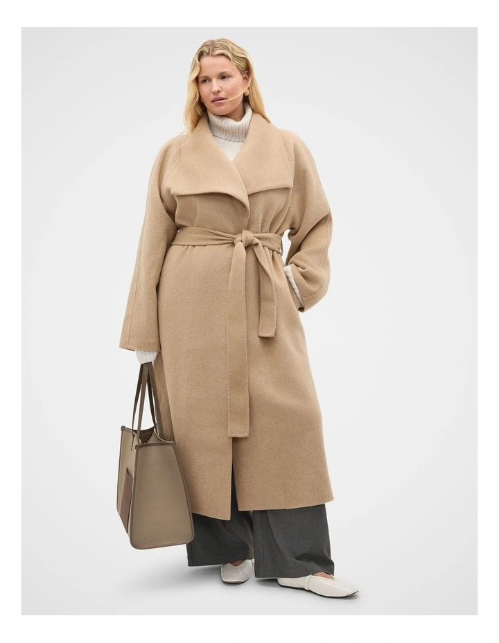 Wool Blend Waterfall Coat in Sandstone Marle image 6