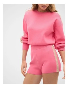 Md Contrast Tape Knit Short in Bubblegum Pink