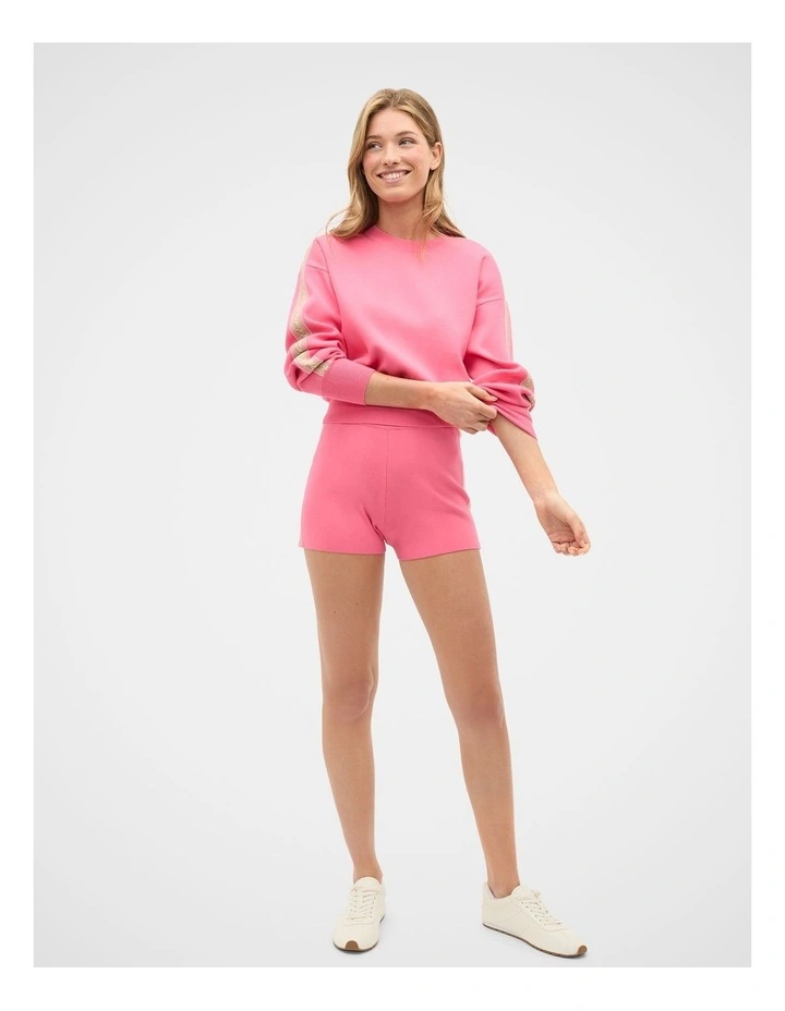Md Contrast Tape Knit Short in Bubblegum Pink image 4