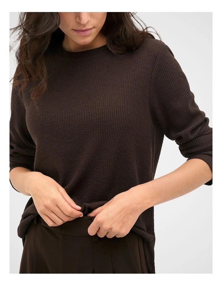 Supersoft Rib Relaxed Top in Coffee Bean image 3
