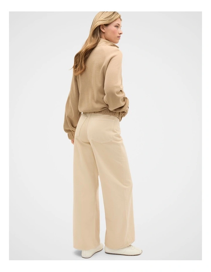 Heavy Rib Zip Thru Sweat in Sandstone image 2