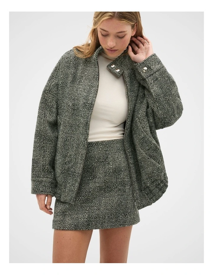 Textured Mini Skirt in Pale Slate Crossdye image 1