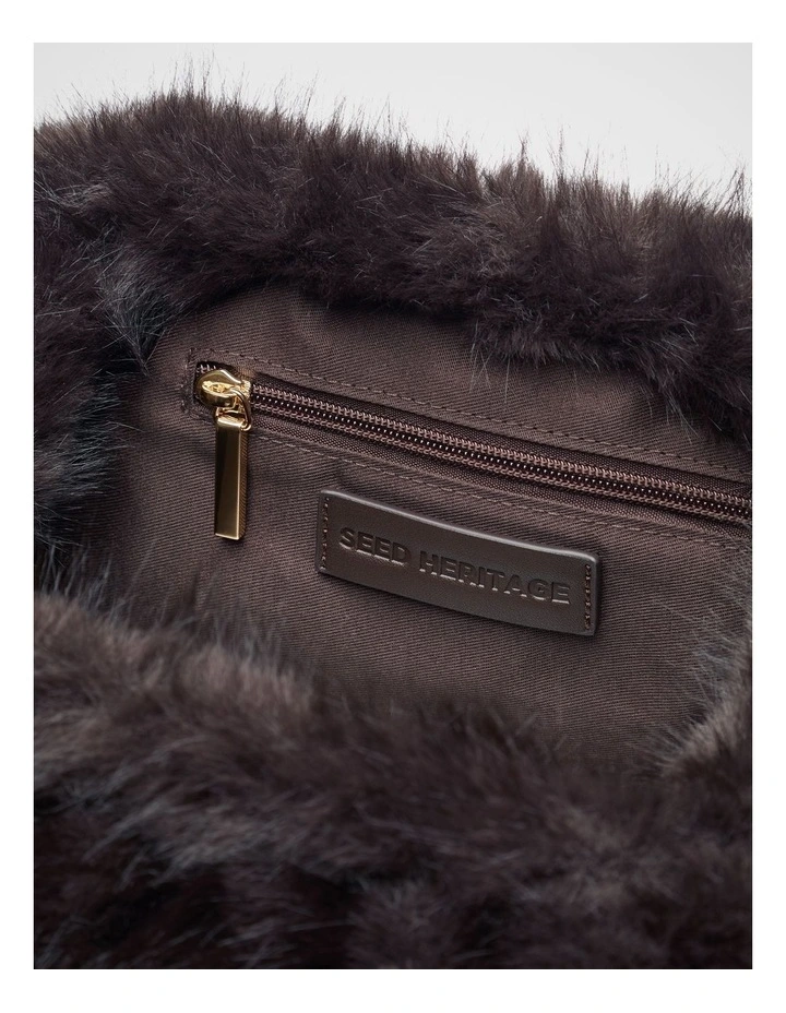 Fur Clutch in Coffee Bean image 4