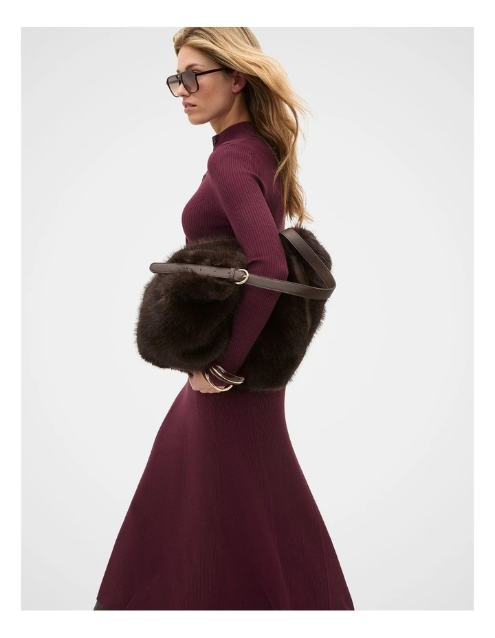 Fur Hobo Bag in Coffee Bean image 2