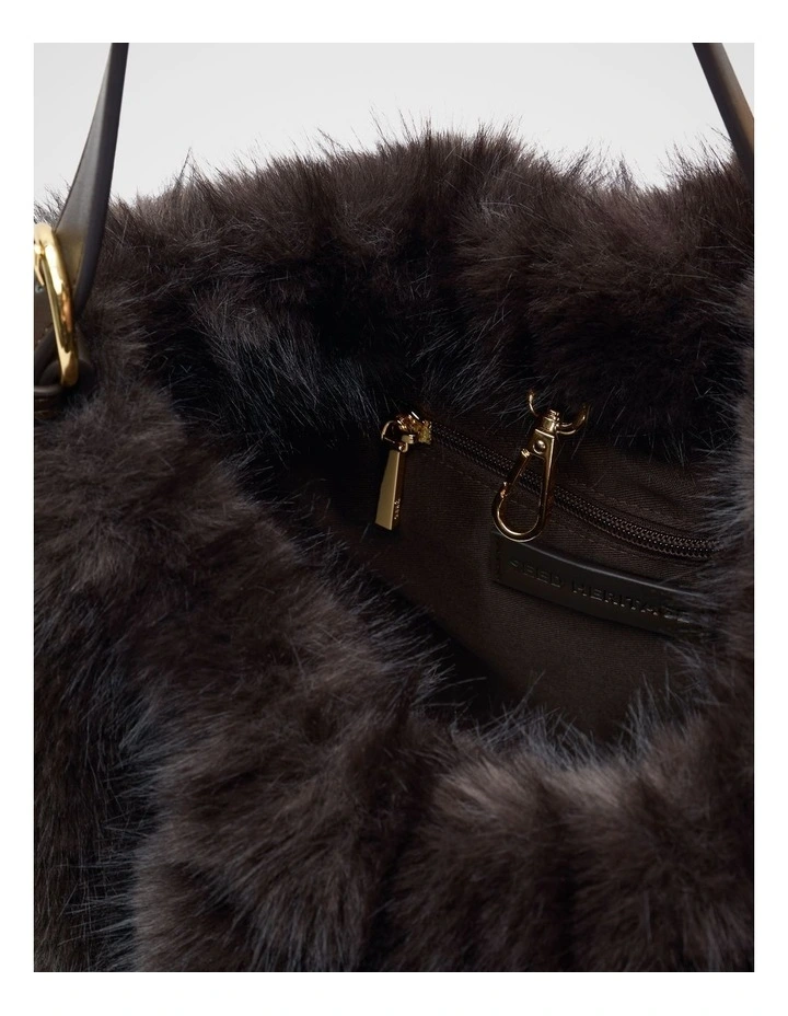 Fur Hobo Bag in Coffee Bean image 4