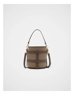 Leather Detail Bucket Bag in Cocoa