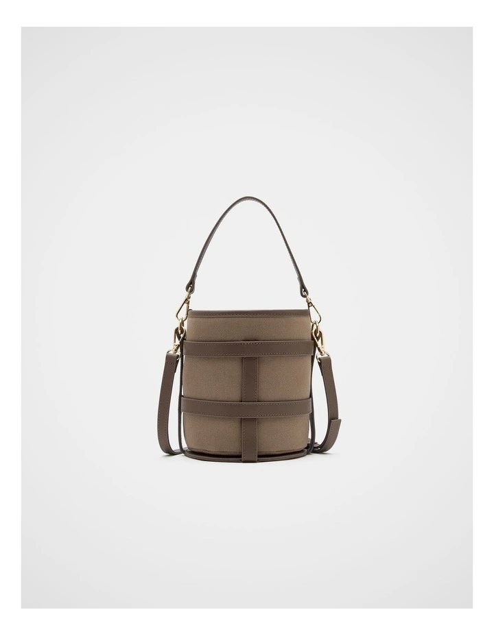 Leather Detail Bucket Bag in Cocoa image 1
