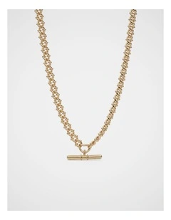 T Bar Pendant Necklace in Gold