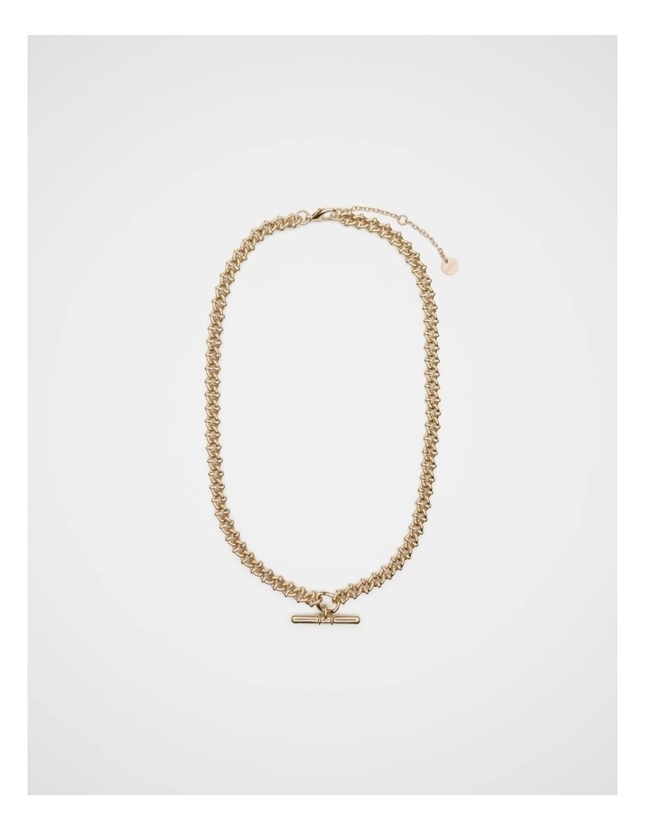 T Bar Pendant Necklace in Gold image 3