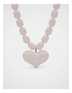 Beaded Heart Necklace in Pale Blossom