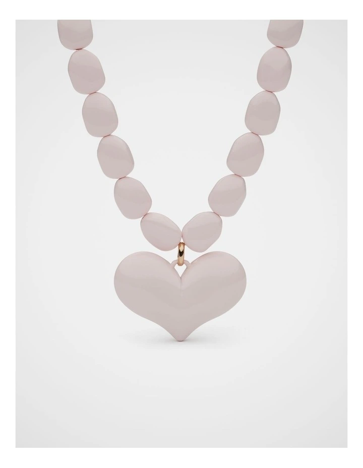 Beaded Heart Necklace in Pale Blossom image 1