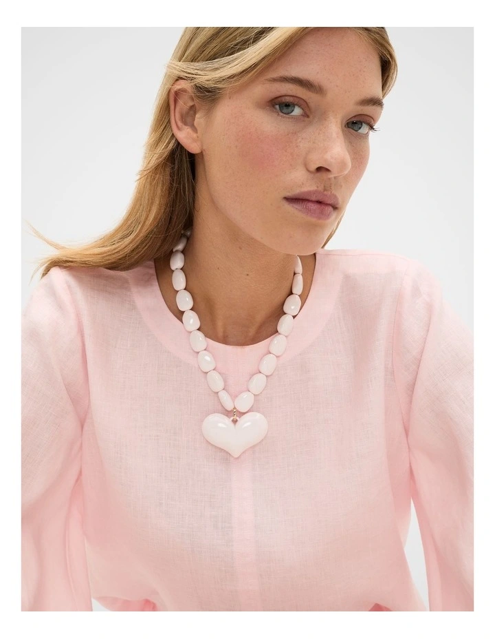 Beaded Heart Necklace in Pale Blossom image 2