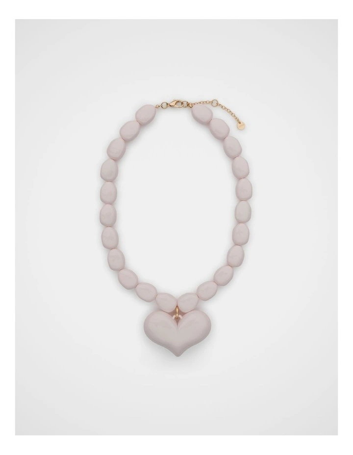 Beaded Heart Necklace in Pale Blossom image 3