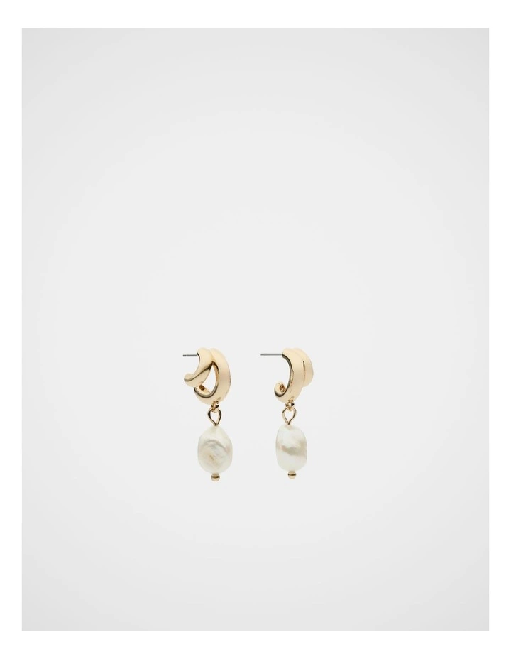 Mini Pearl Drop Hoop in Gold image 1