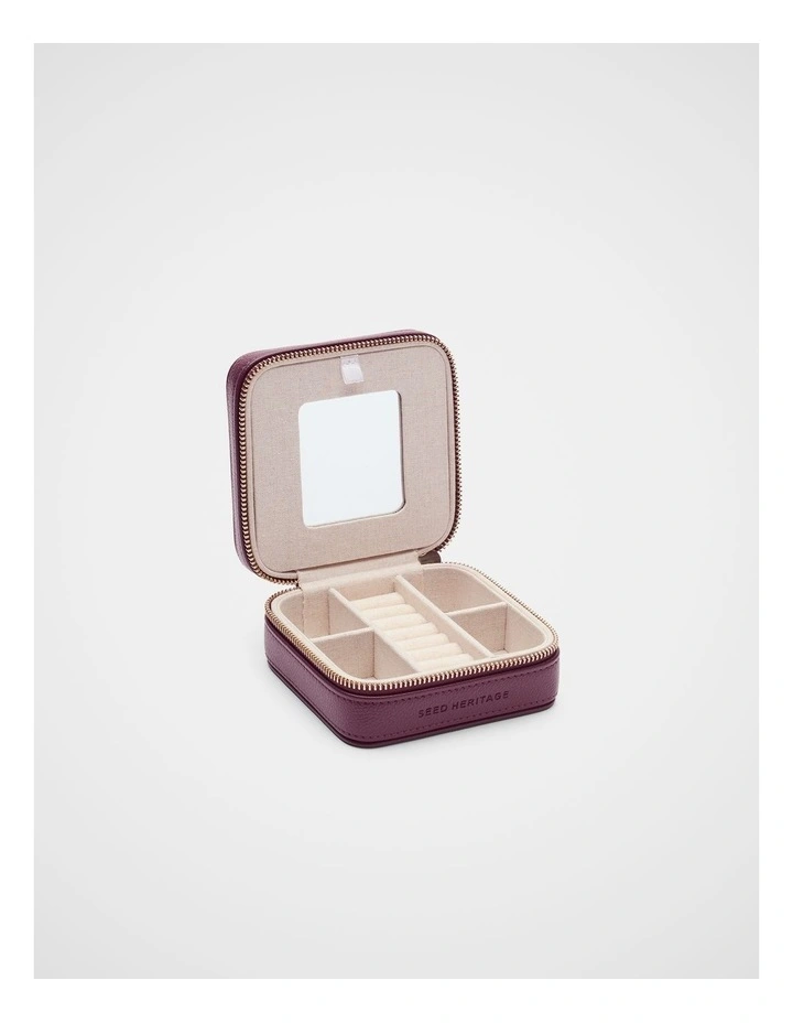 Square Jewellery Case in Plum Red image 2