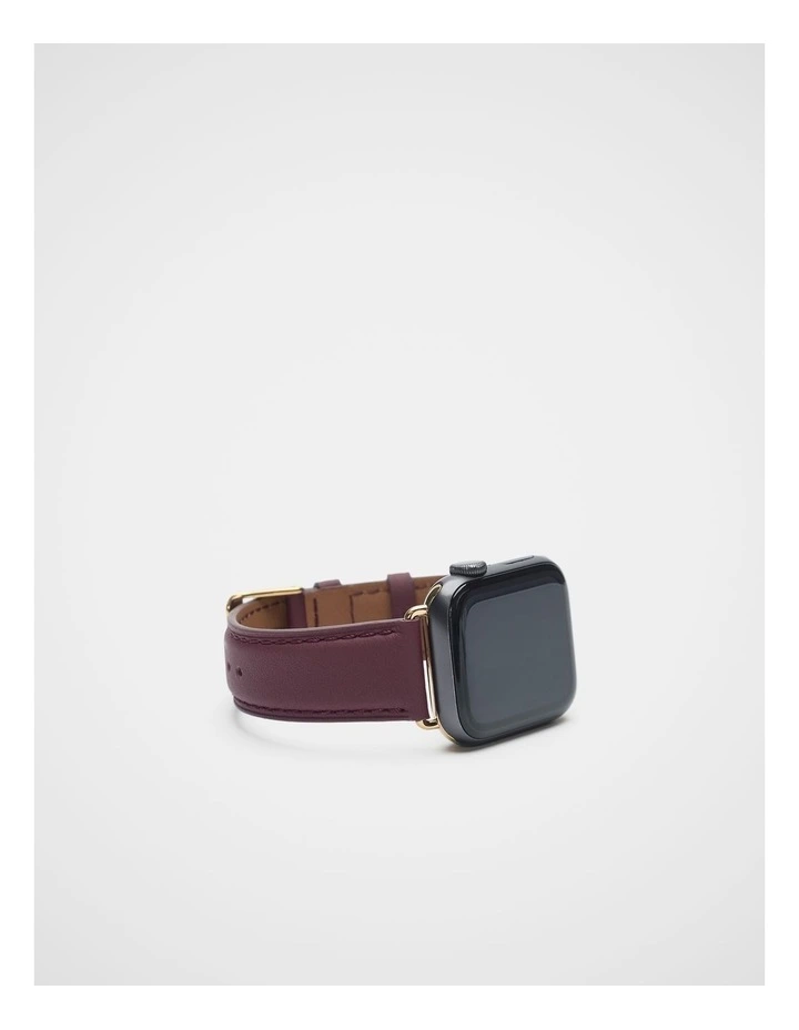Leather Smart Watch Band in Plum image 1