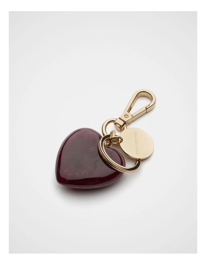 Resin Heart Keyring in Plum Red image 2