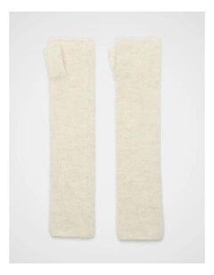 Fluffy Knit Arm Warmers in Mist