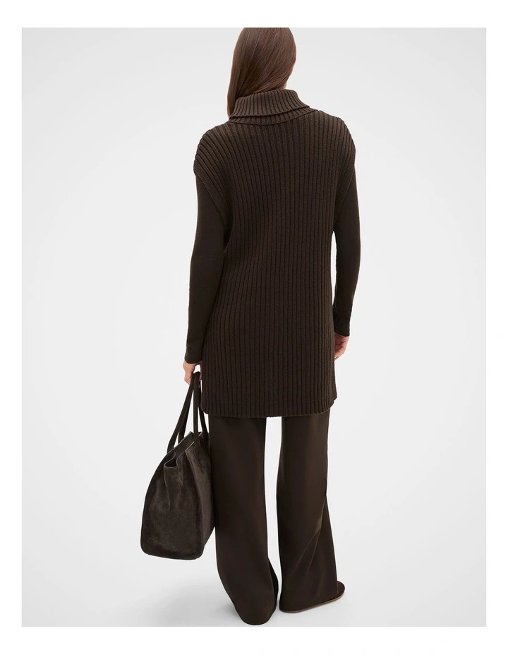 Collar Knit Poncho in Mist Marle image 2