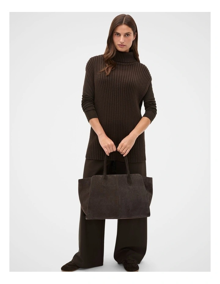 Collar Knit Poncho in Mist Marle image 3