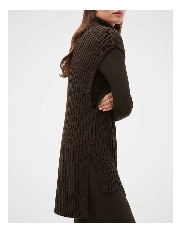 Collar Knit Poncho in Mist Marle image 4