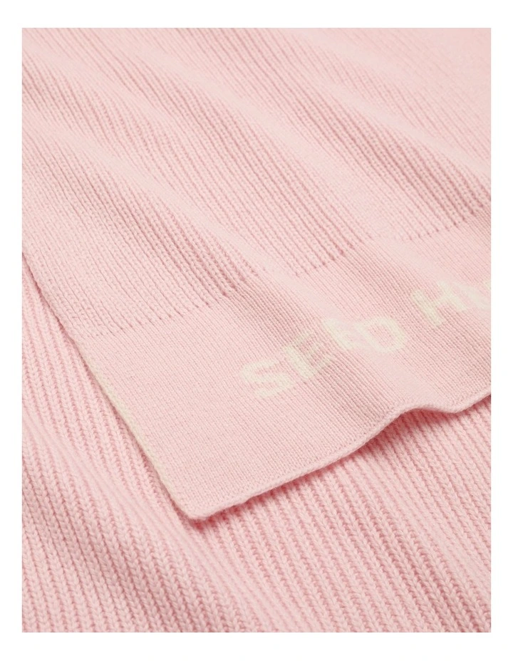 Rib Knit Logo Scarf in Pale Blossom image 3