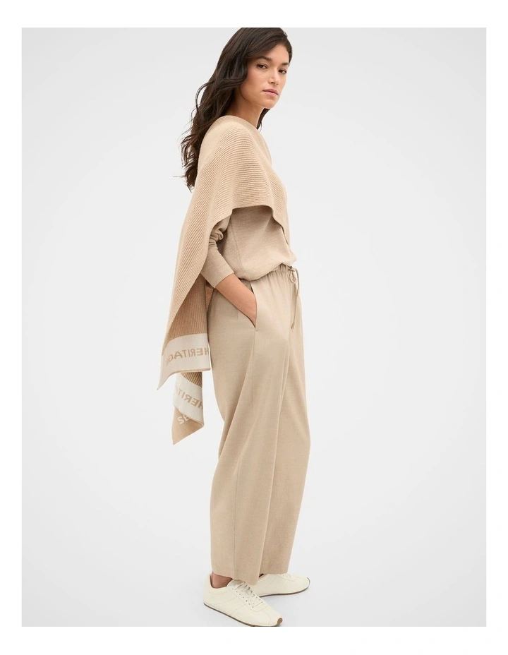 Rib Knit Logo Scarf in Sandstone Marle image 2