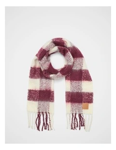 Check Textured Scarf in Plum Multi