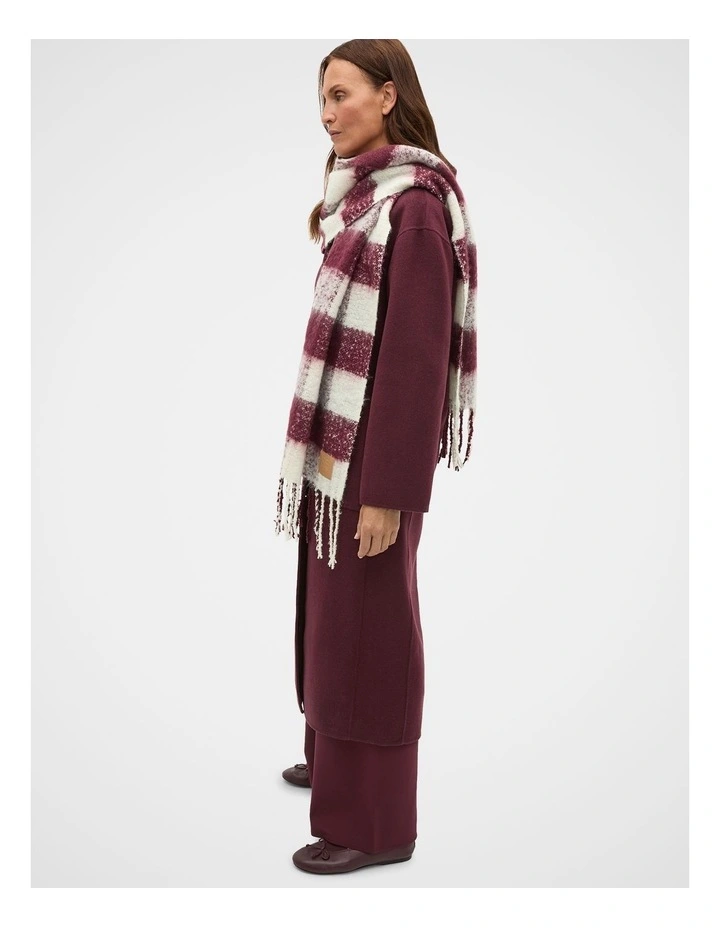 Check Textured Scarf in Plum Multi image 2