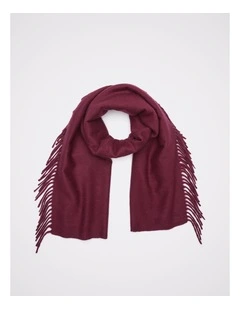 Fringe Scarf in Plum Red