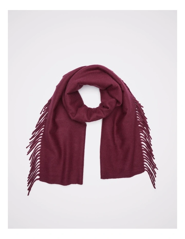 Fringe Scarf in Plum Red image 1