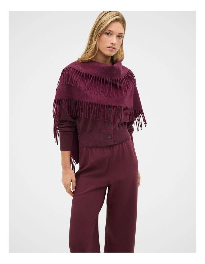 Fringe Scarf in Plum Red image 2