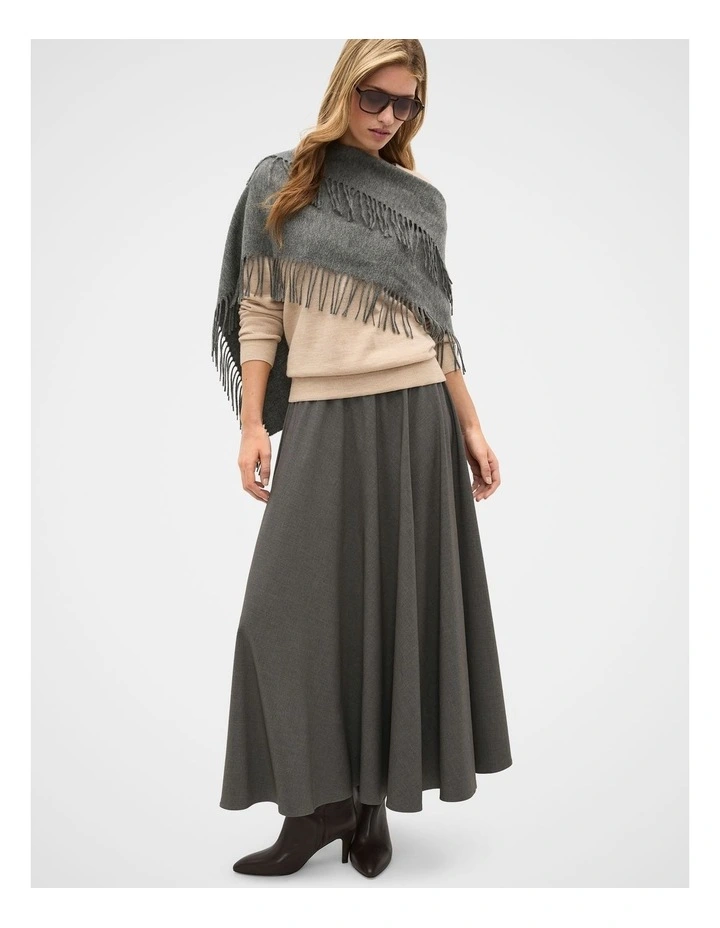 Fringe Scarf in Charcoal Grey Marle image 2