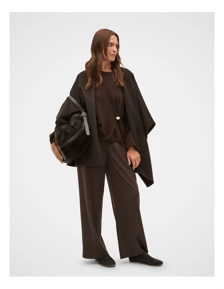 Wool Cape in Coffee Bean image 3