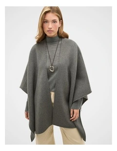 Wool Cape in Charcoal Marle