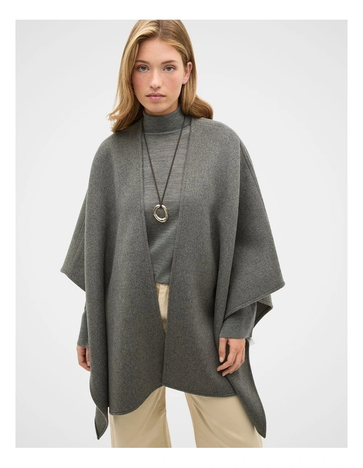Wool Cape in Charcoal Marle image 1